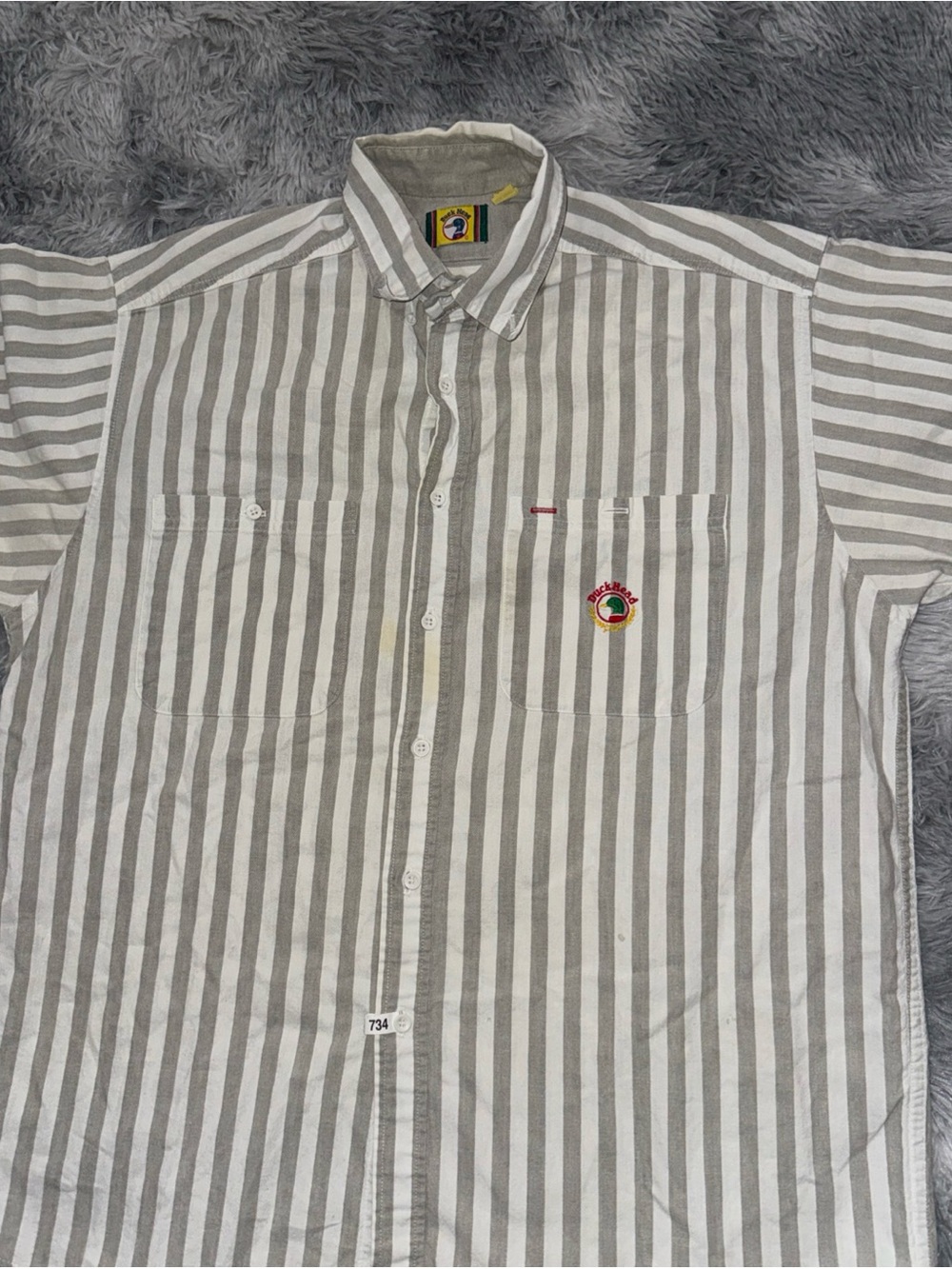 Duck Head Gray and White Vertical Stripe Button-Down Shirt